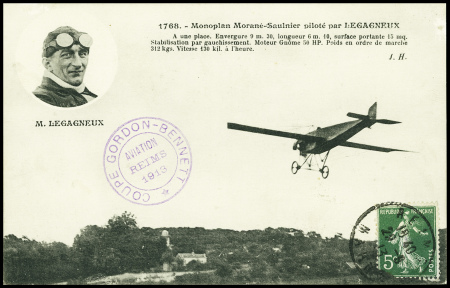 N°137 obl Reims Marne (29.8.13) sur carte postale 