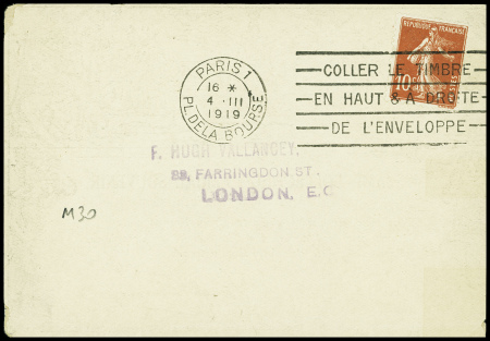 N°138 obl mec "Paris 1 Pl de la Bourse" (4.3.19) s