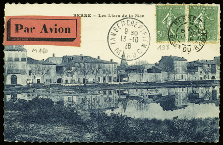 N°198 en paire obl Berre (11.10.1926) sur carte po