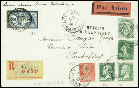 N°111 + 159 + 243 + 171 + 174 + 123 obl Menton sur