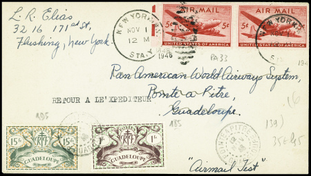 USA PA n°33 en paire obl New York (1.11.1946) sur 