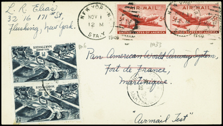 USA PA n°33 en paire obl New York (1.11.1946) sur 