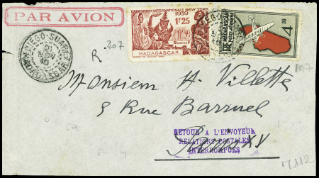 Madagascar n°207 + PA7 obl Diego-Suarez (21 nov 19