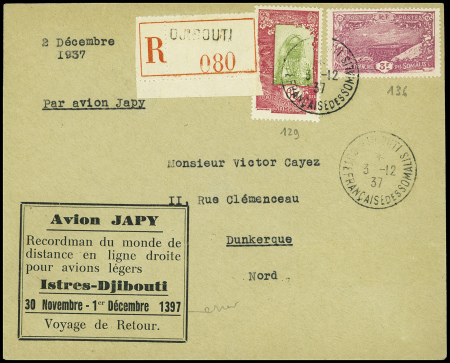 Côte des Somalis n°129 + 136 obl Djibouti (3.12.19