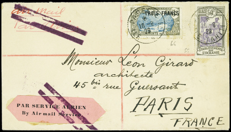 Océanie n°55 + 66 obl Papeete (16.9.29) sur lettre