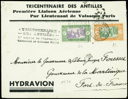 Sénégal n°69 + 72 obl Dakar (13 dec 35) sur lettre