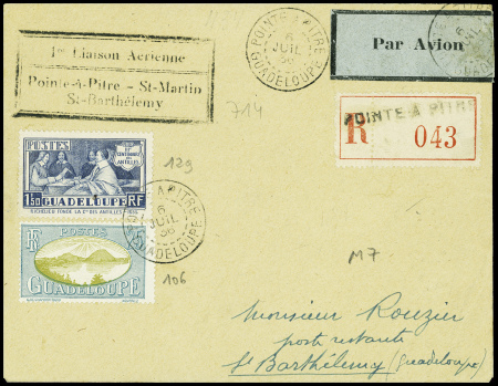 Guadeloupe n°106 + 129 obl Pointe à Pitre (6 juil 