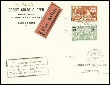 Guadelouoe n°90 + 128 obl Basse terre (3 aout 36) 