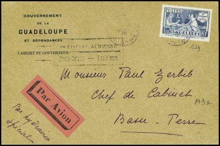 Guadeloupe n°129 sur lettre du 4 aout 1936 pour Ba