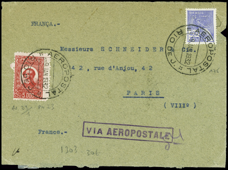 Brésil n°176 + PA n°23 obl grand CAD "Aéropostal R