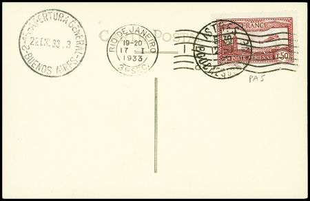 12/22.1.1933 Istres - Rio - Buenos Aires carte pos