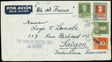 Argentine n°281 + 282, 2 pièces + 288 sur lettre d