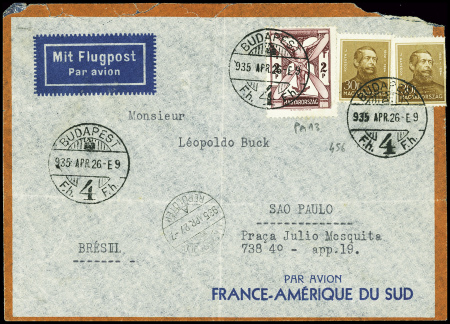 Hongrie n°406, 2 pièces + PA13 obl Budapest (26.4.