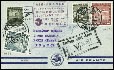 Chili PA33 + 38 + PA45 obl Santiago (15.5.37) sur 