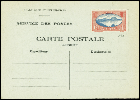Guadeloupe n°151 neuf sur entier carte postale int