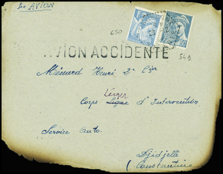 N°549 + 650 sur lettre brûlée de Paris pour Djidje