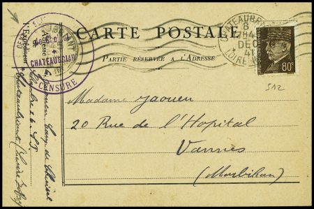 N°512 obl Chateaubriant Loire Inf (8 dec 41) sur c