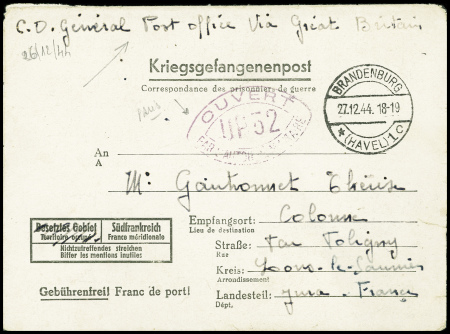 Formulaire du Stalag IIIA de Brandenburg (17.12.44