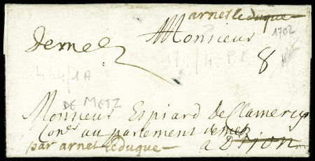 MOSELLE marque manuscrite "De Metz" (1702 - L n°1A),