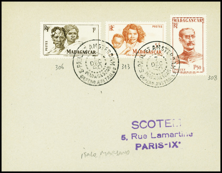 Madagascar n°306 + 308 + 313 obl CAD "S. Paul et A