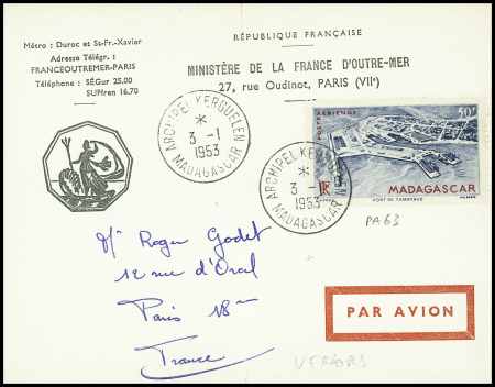 Madagascar PA n°63 obl CAD "Archipel Kerguelen Mad