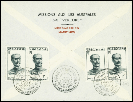 Madagascar n°309, 2 pièces, obl CAD "S. Paul et Am