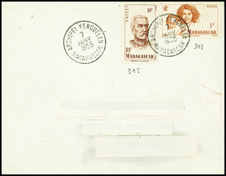 Madagascar n°313 + 315 obl CAD "Archipel Kerguelen