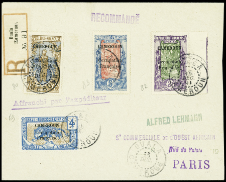 N°69 + 80+ 82 + 83 obl CAD "Duala Cameroun" (1916)