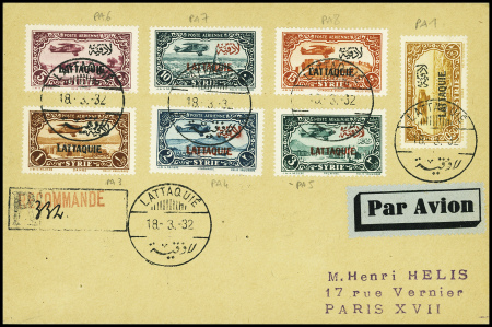 POSTE AERIENNE N°1 + PA3 à PA8 obl Lattaquié (18.3