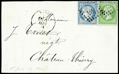 5 plis dont n°10 obl PC + T15 Metz (1853) et n°20
