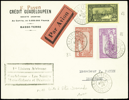 Guadeloupe n°64 + 82 + 86 obl Basse-Terre (3 aout 