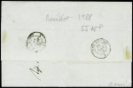 N°6 1f carmin, obl PC 1818 + T15 Lyon (1853) sur lettre.