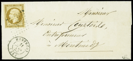 N°9 10c bistre obl PC 2117 + T15 "Montmédy (53)" (