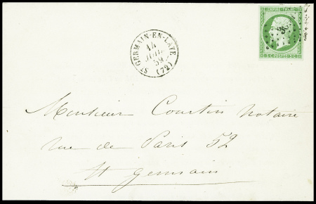 5 lettres dont n°12 obl PC 3094 + T15 St Germain e
