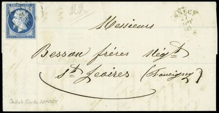 2 lettres : n°14 obl CAD "Nizza Mara" (18 sept 186