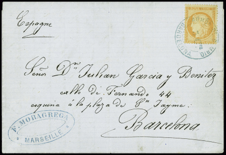 3 lettres : n°38 obl cachet rond bleu "Admon de ca