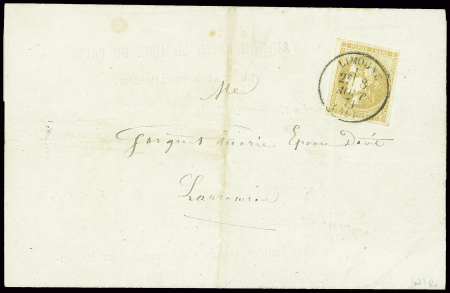 5 lettres AFF n°43, 10c bistre avec diverses nuanc