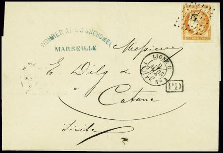 N°48 obl ancre + CAD rond "Ligne U PAQ FR n°4" (18