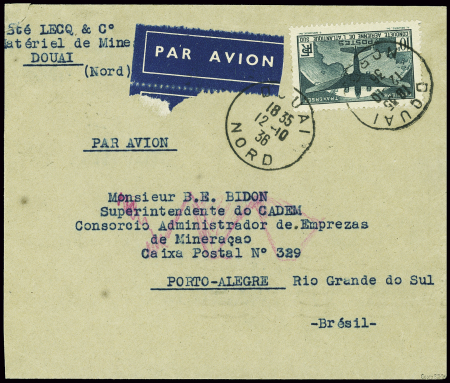2 lettres : n°321, 10F vert obl Douai sur lettre p