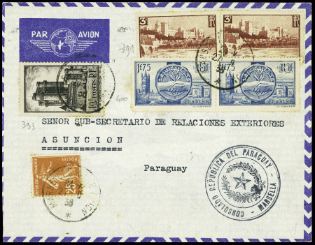 2 lettres : n°260, 4 pièces + 284A + 311 obl Marse