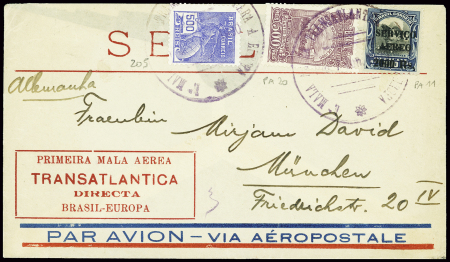 Brésil n°205 + PA11 + PA20 obl grand cachet rond v