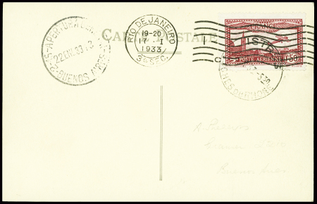 PA n°5 obl Istres sur carte postale France Amériqu