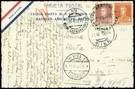 Carte postale de nouvel an : avion Air France déco