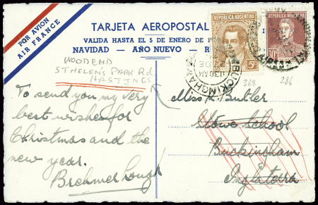 Argentine n°286 + 368 sur CP de Buenos Aires pour 