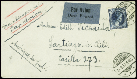 Luxembourg n°225 obl Consdorf (27.9.32) sur lettre