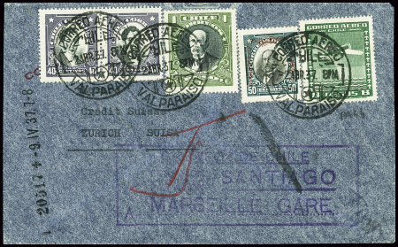 2 lettres : Suisse n°207 + PA15 obl Zurich 3 (22.4