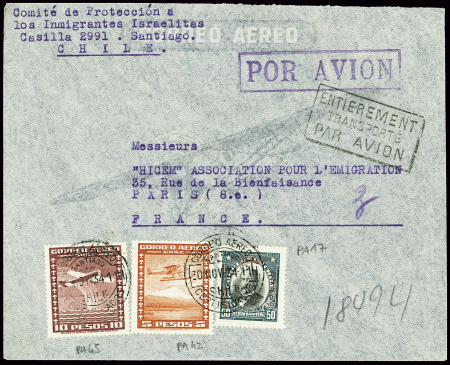 Chili PA 17 PA42 PA45 obl CAD "Correo aereo certif