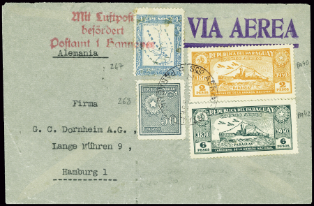 Paraguay n°247 + 268 + PA40 + PA42 obl grand CAD "