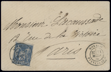 N°79 obl CAD "Monaco Principauté" (1878) répété à 