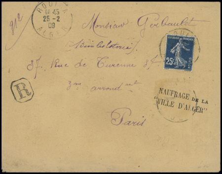 N°140 25c bleu, obl Bouira Alger (25.2.09) sur let